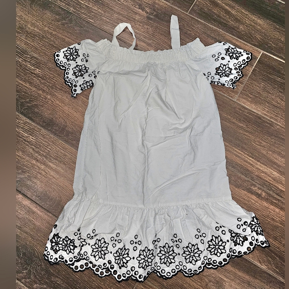 Vineyard Vines Mini Dress Womens XS Eyelet Off the Shoulder Short Sleeve Lined